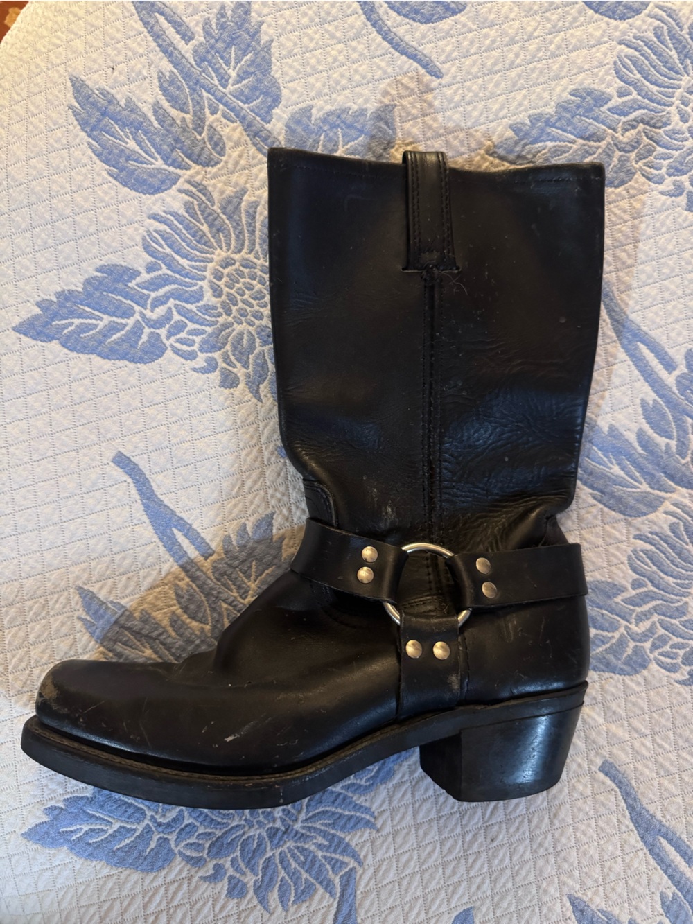 Black Leather Women's Harness Boot